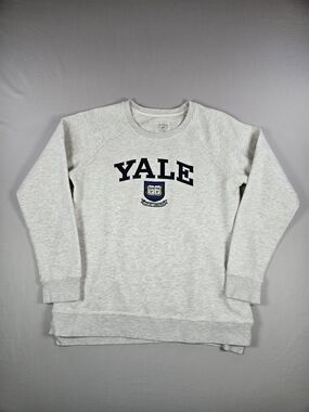 League Yale University Gray Crest Graphic Crewneck Sweatshirt Size Large